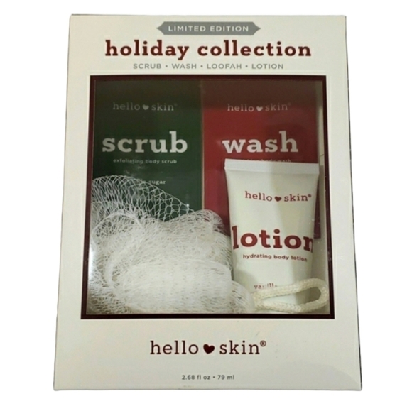 HELLO SKIN SCRUB WASH LOOFAH LOTION NWT - Picture 1 of 9
